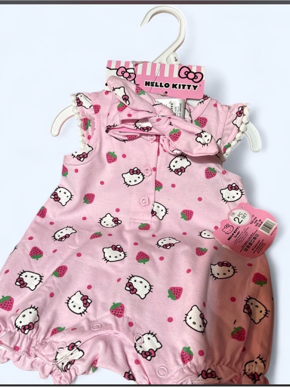 Hello Kitty Pink Strawberry Sleeveless Baby Romper